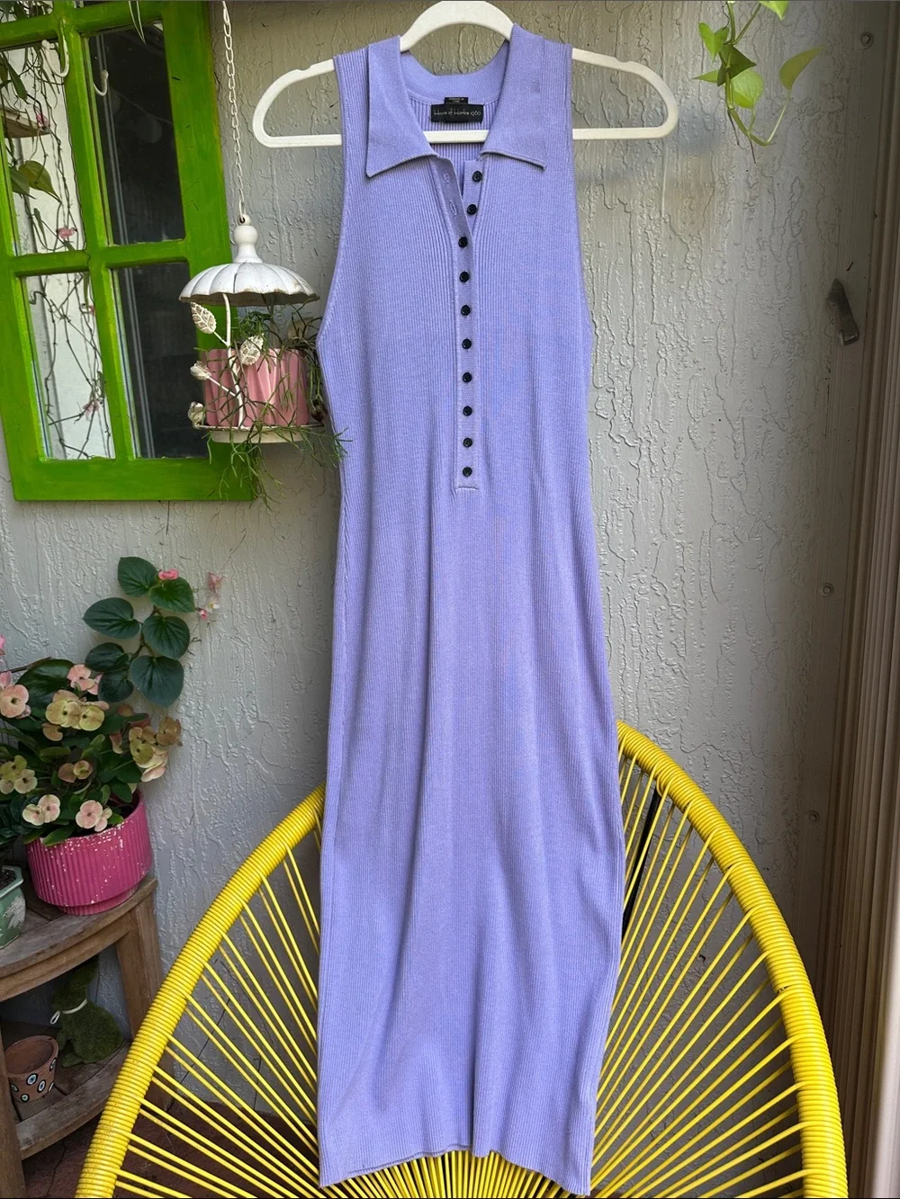 House of Harlow 1960 Lavender Ribbed Sleeveless Polo Dress - Picture 1 of 4